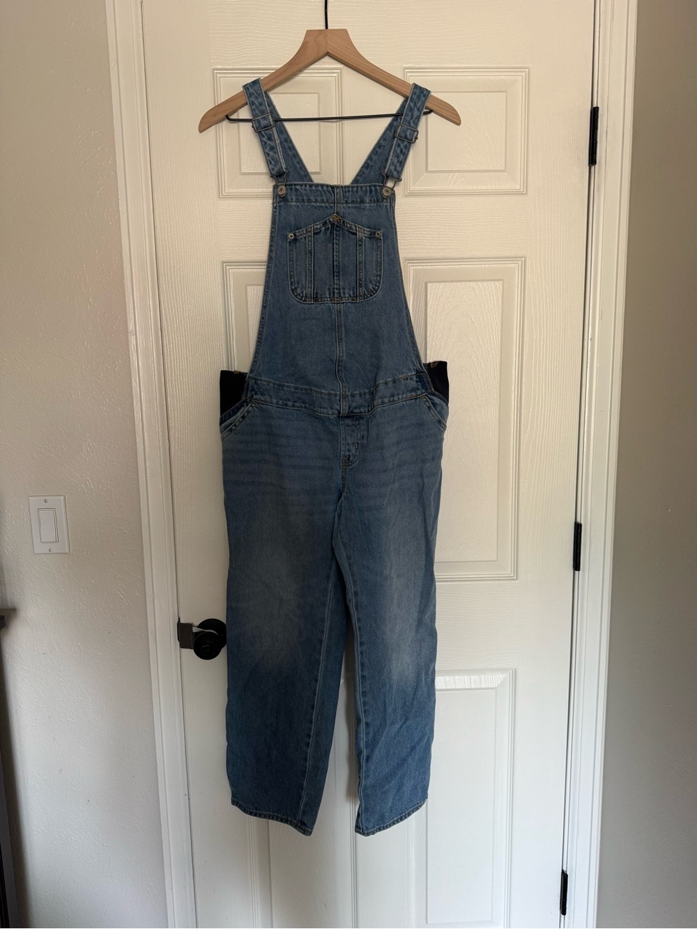 Old Navy Maternity Denim Overalls in Washed Blue